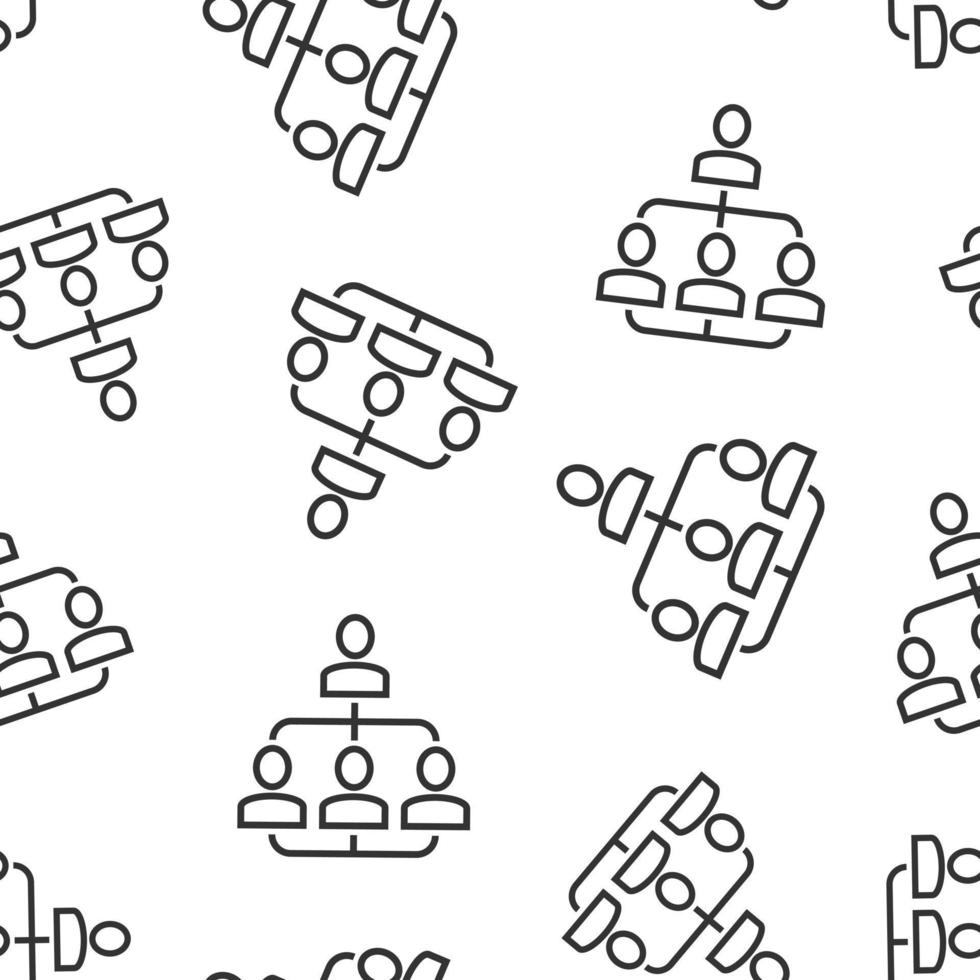 organograma corporativo com ícone de vetor de pessoas de negócios em estilo simples. ilustração de cooperação de pessoas em fundo branco. conceito de negócio padrão sem emenda de trabalho em equipe.