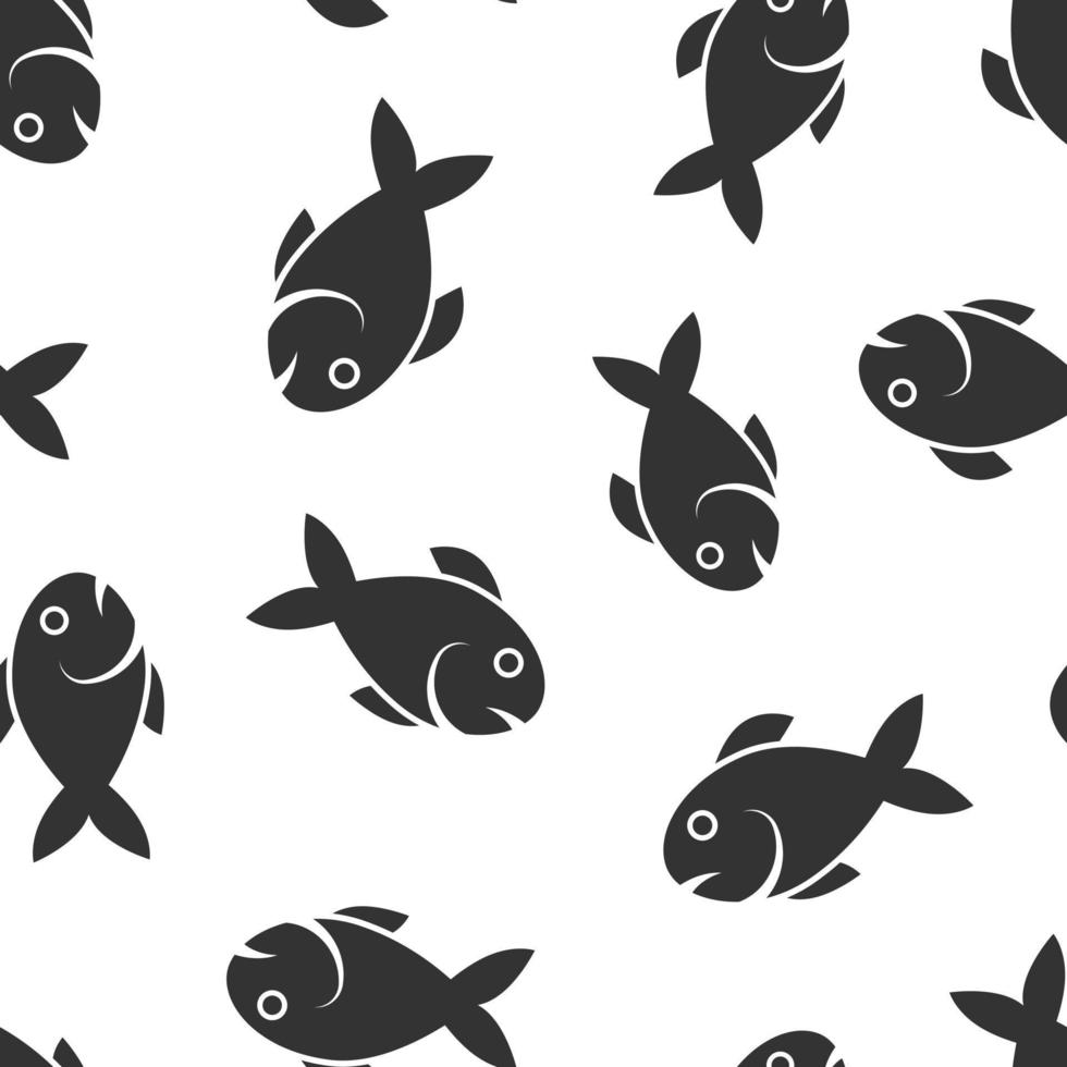 ícone de peixe em estilo simples. ilustração em vetor frutos do mar em fundo branco isolado. conceito de negócio de padrão sem emenda de animais marinhos.