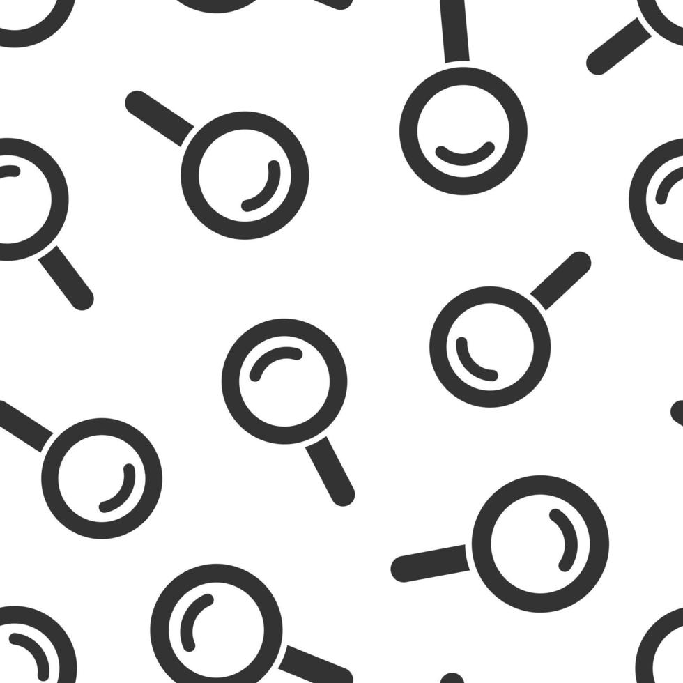 ícone de sinal de lupa em estilo simples. ilustração em vetor lupa em fundo branco isolado. pesquisar o conceito de negócio padrão sem emenda.