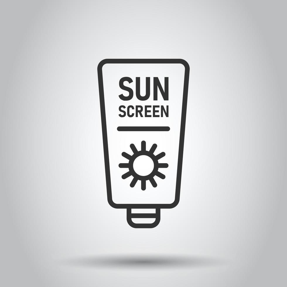 ícone de proteção solar em estilo simples. ilustração em vetor creme protetor solar em fundo branco isolado. conceito de negócio de cuidados spf.