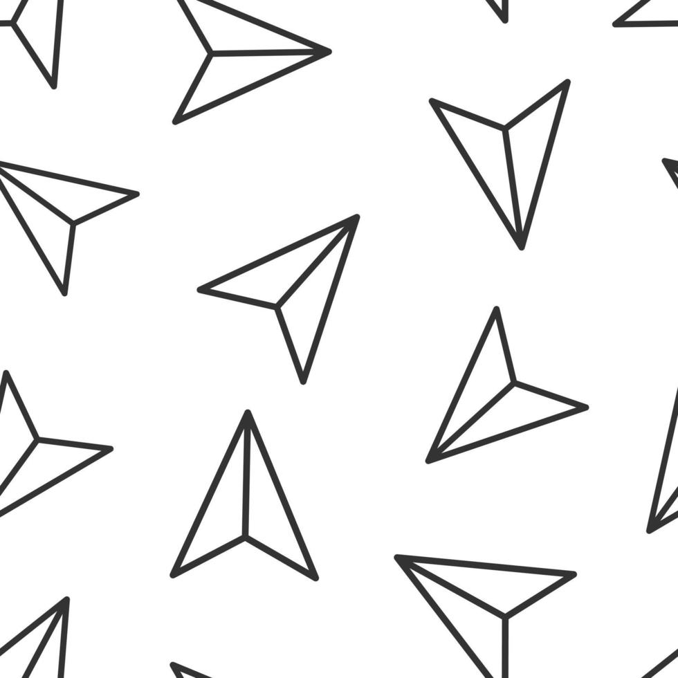 ícone de avião de papel em estilo simples. enviou a ilustração vetorial de mensagem em fundo branco isolado. ar sms conceito de negócio padrão sem emenda. vetor