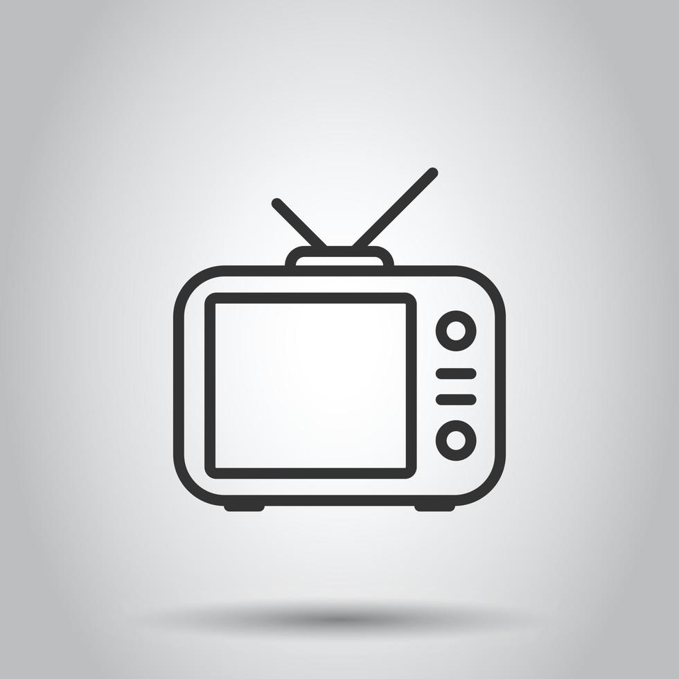 ícone da tv em estilo simples. ilustração em vetor sinal de televisão em fundo branco isolado. conceito de negócio de canal de vídeo.