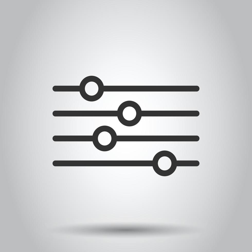 controle o ícone de volume em estilo simples. ilustração em vetor sinal de ajuste de áudio em fundo branco isolado. conceito de negócio de filtro.