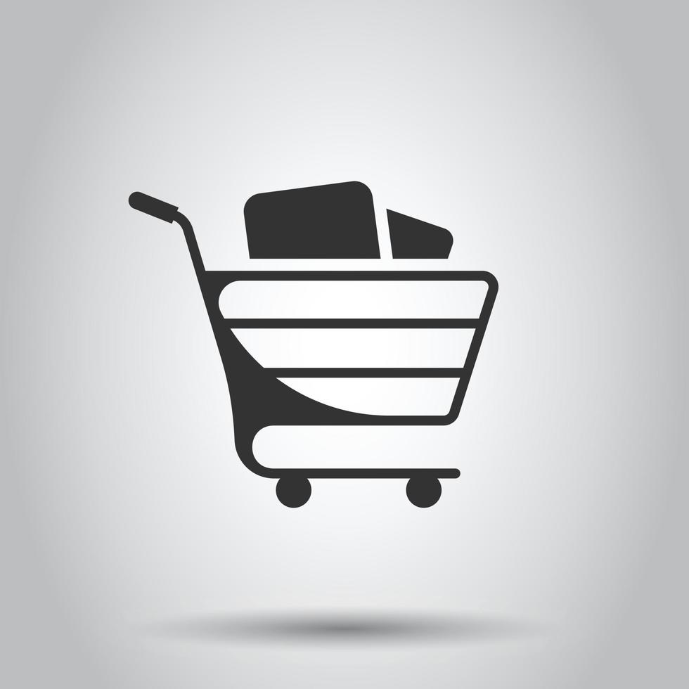 ícone do carrinho de compras em estilo simples. ilustração em vetor carrinho em fundo branco isolado. conceito de negócio de cesta.