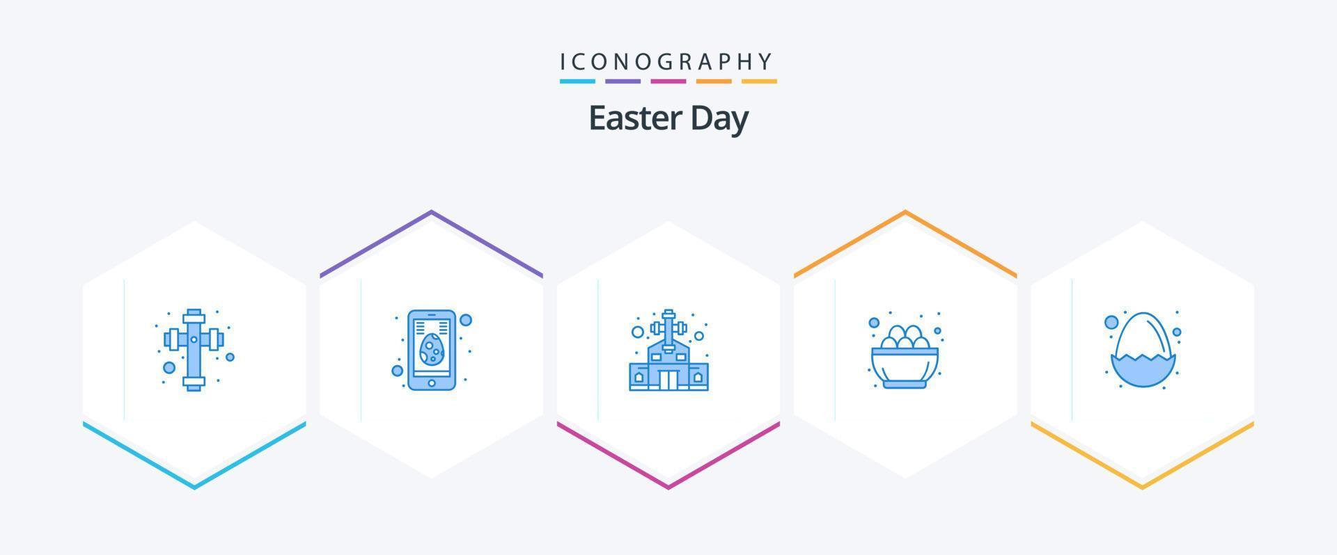 pacote de ícones azul de páscoa 25, incluindo páscoa. ninho. católico. ovo. celebração vetor