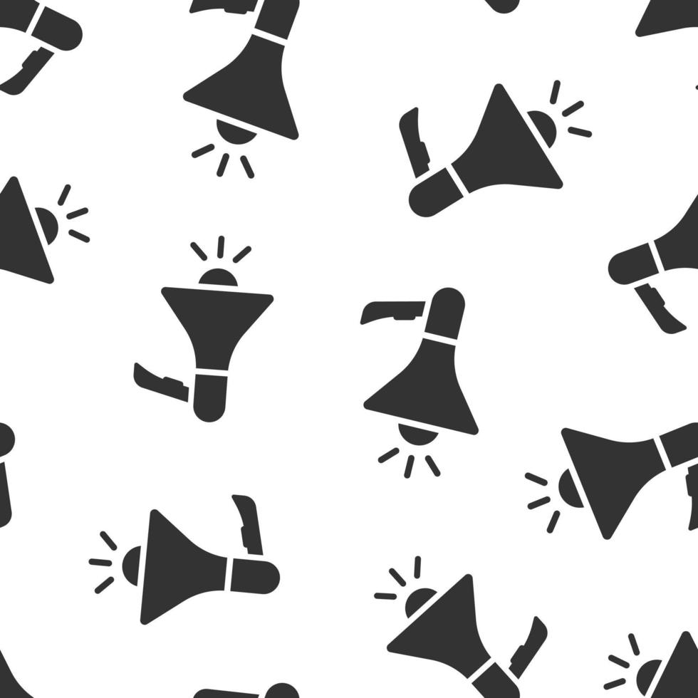 ícone de alto-falante megafone em estilo simples. megafone sinal ilustração vetorial no fundo branco isolado. conceito de negócio de padrão sem emenda de anúncio de grito. vetor