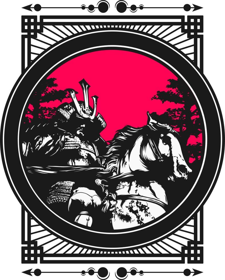 ilustração vetorial de design de guerreiro samurai japonês vetor