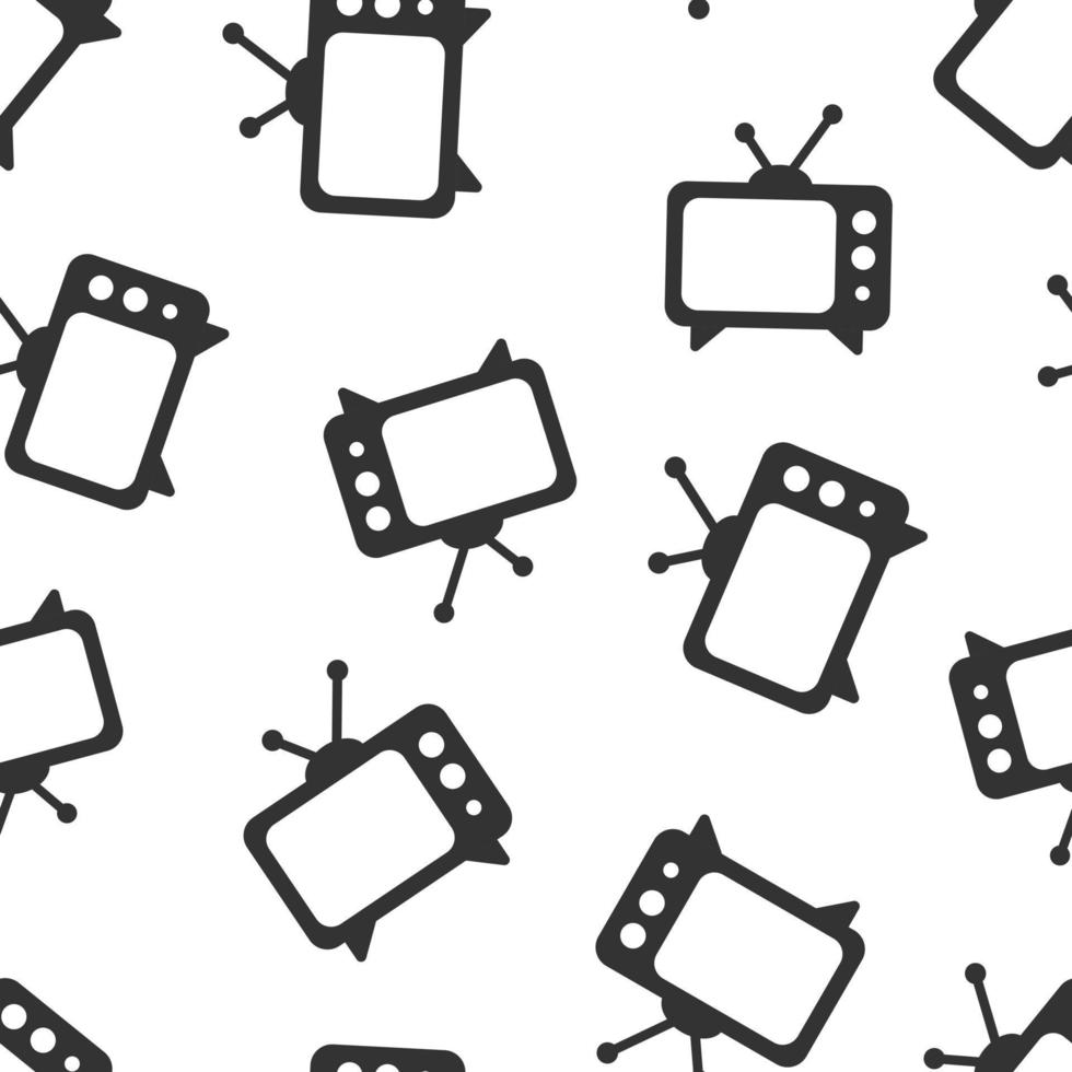ícone da tv em estilo simples. ilustração em vetor sinal de televisão em fundo branco isolado. conceito de negócio de padrão sem emenda de canal de vídeo.