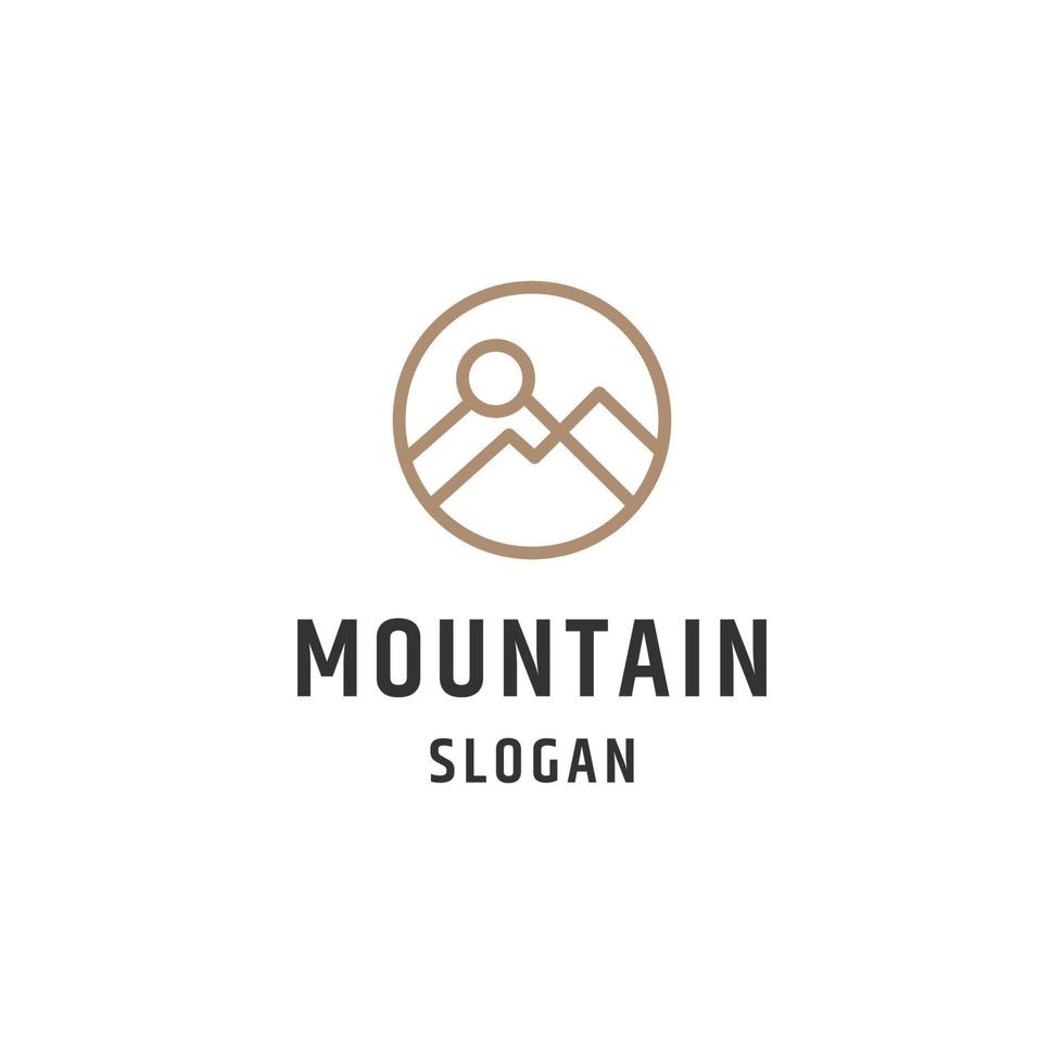 design de logotipo de arte de linha de aventura na montanha. vetor