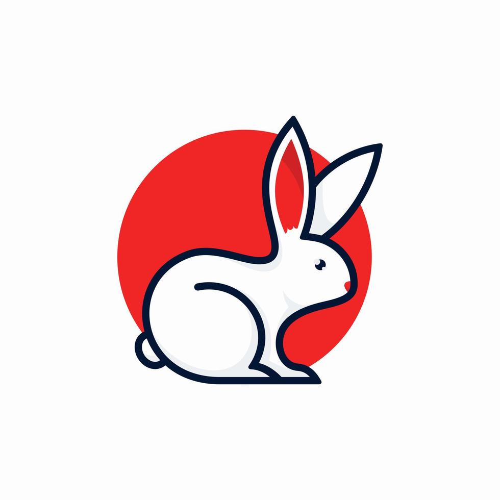 logotipo de coelho moderno em forma de círculo vetor