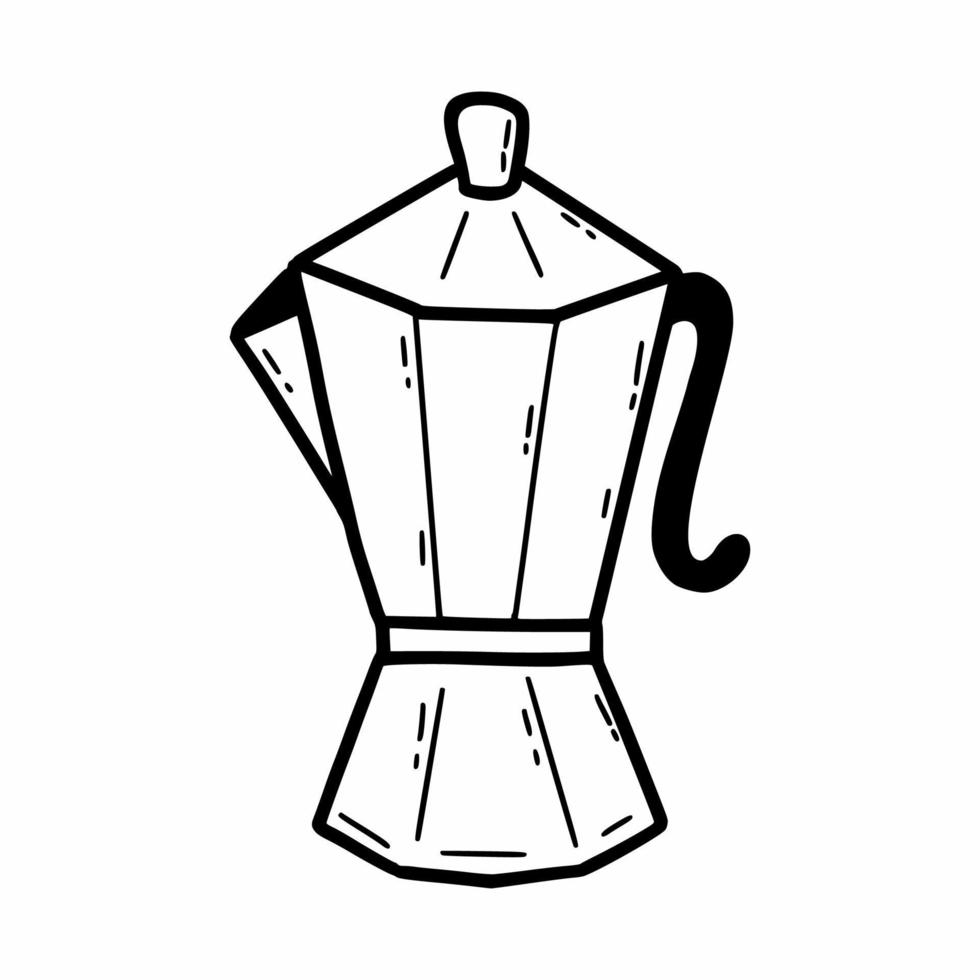 pote de café. bebida quente. ilustração em vetor doodle. retrato falado.