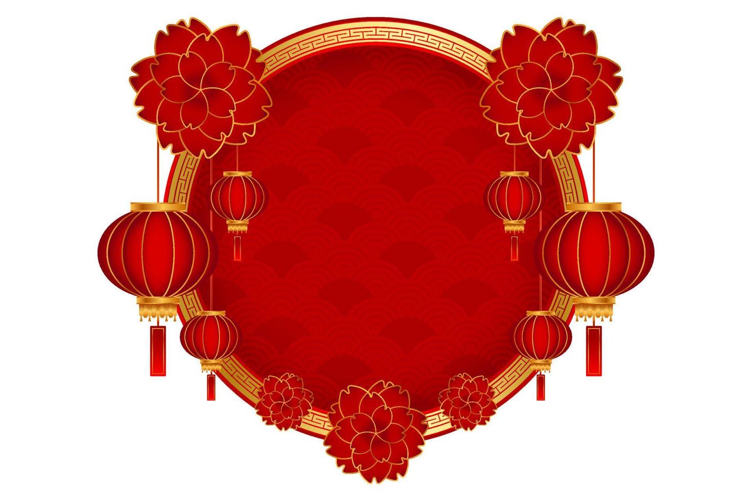 modelo de fundo chinês 2023, conceito de ano novo lunar com lanterna ou lâmpada, ornamento e fundo de ouro vermelho para venda, banner, pôsteres, modelos de design de capa, papel de parede de mídia social vetor