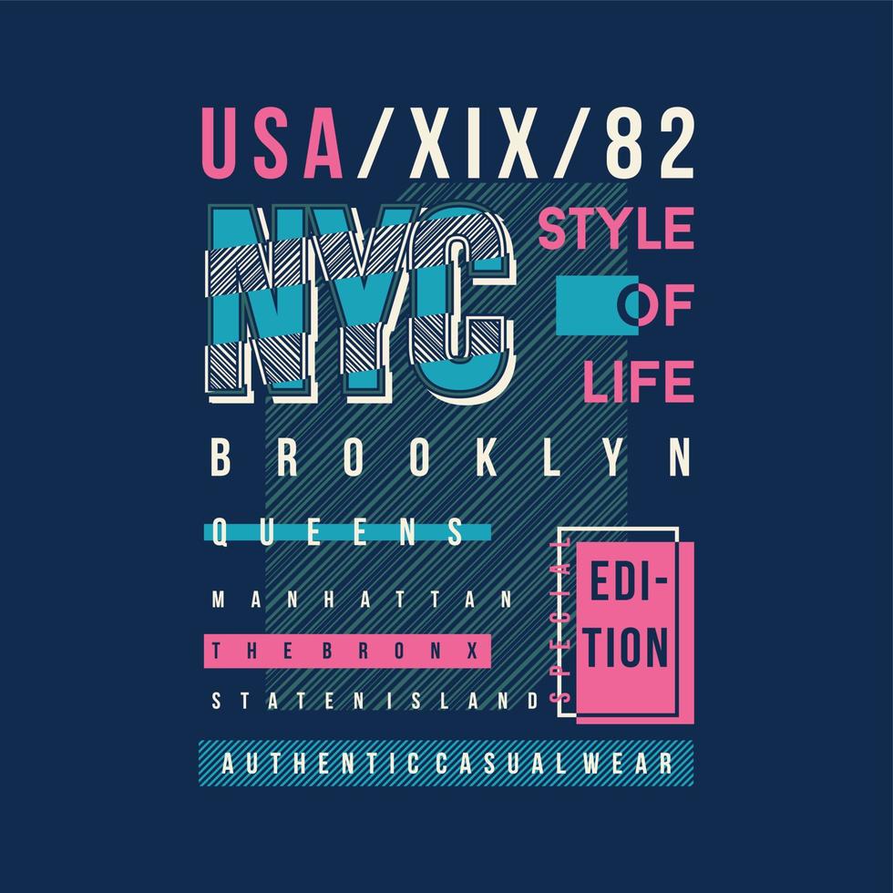 vetor gráfico de tipografia de texto de brooklyn nyc para impressão pronta
