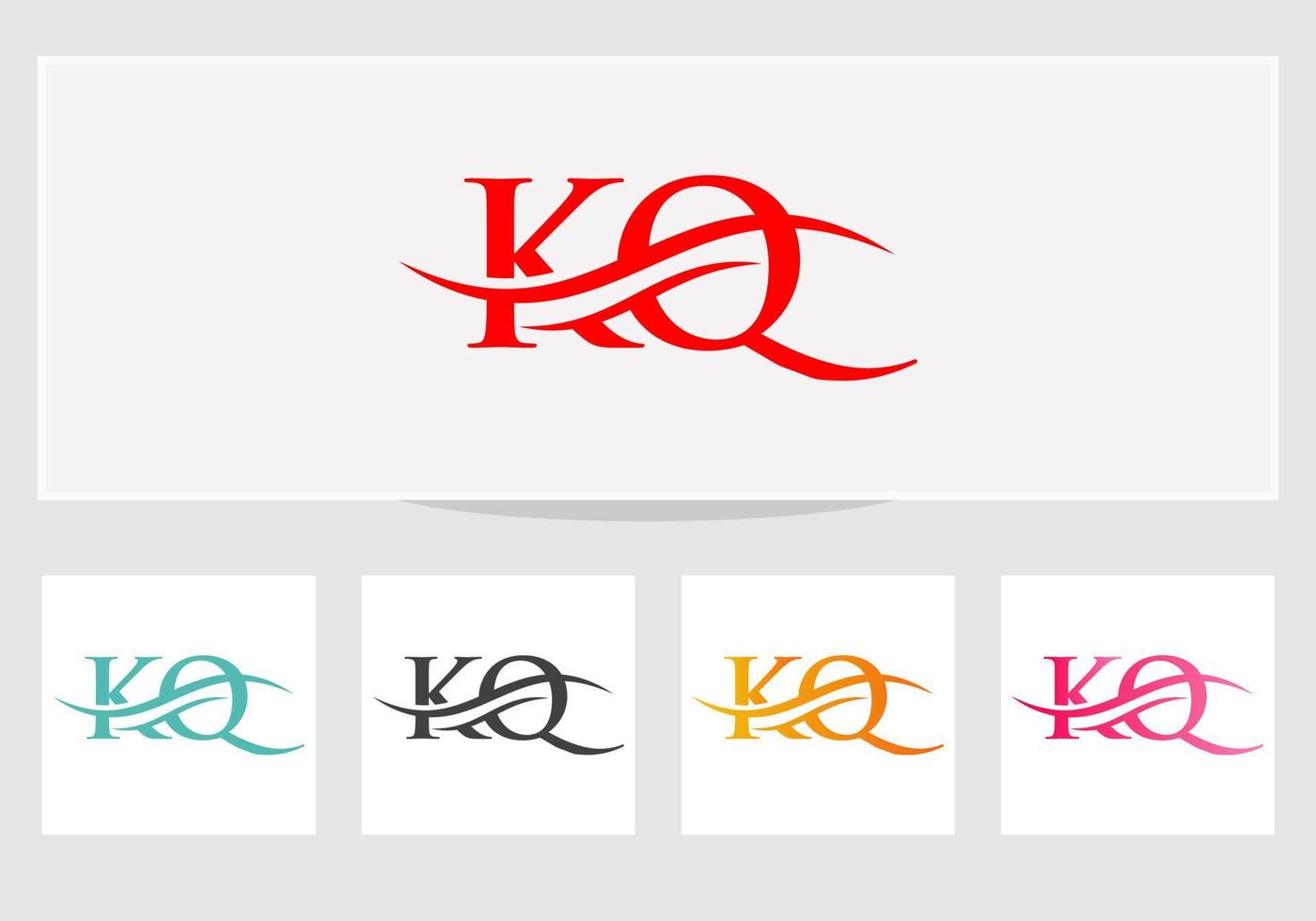 design de logotipo de letra swoosh kq para identidade de negócios e empresa. logotipo kq de onda de água com moda moderna vetor