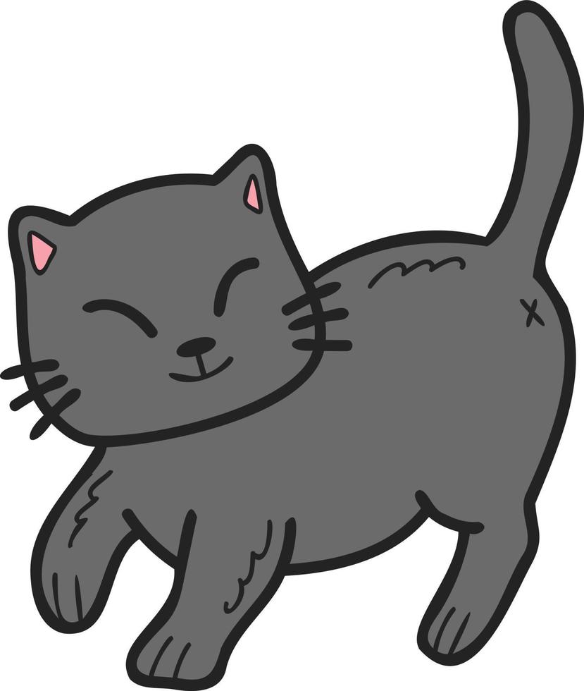 ilustração de gato ambulante desenhada à mão em estilo doodle vetor