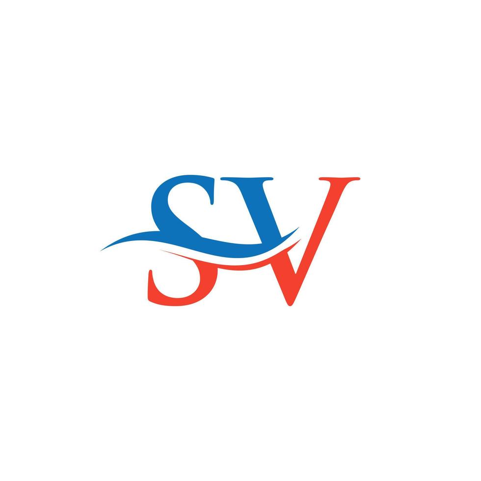 vetor de logotipo de onda de água sv. design de logotipo swoosh letter sv para negócios e identidade da empresa.