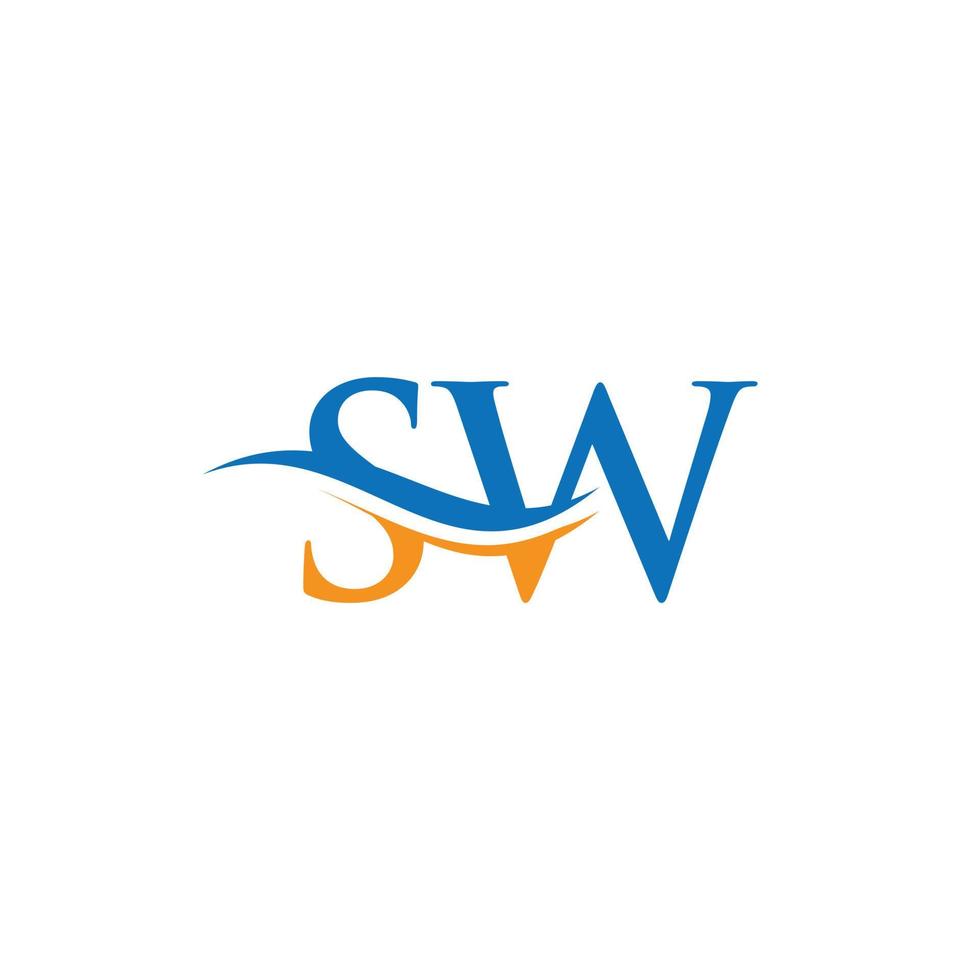 carta sw criativa com conceito de luxo. design de logotipo sw moderno para negócios e identidade da empresa. vetor