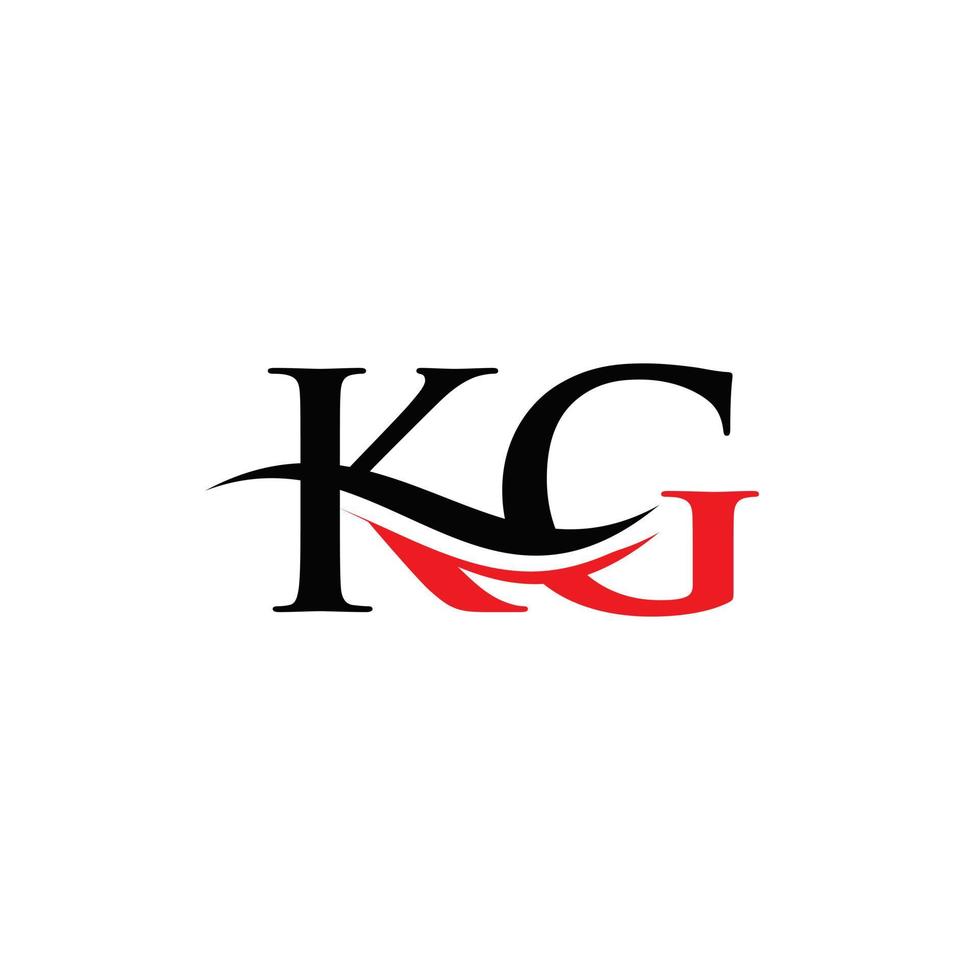 design de logotipo de letra swoosh kg para negócios e identidade da empresa. logotipo de onda de água kg com moderno na moda vetor