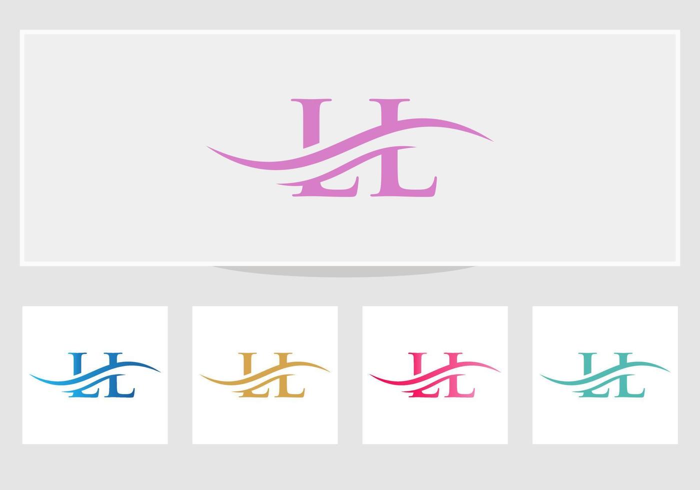 modelo de vetor de logotipo vinculado à letra inicial ll. design de logotipo de letra ll swoosh. vetor de design de logotipo ll