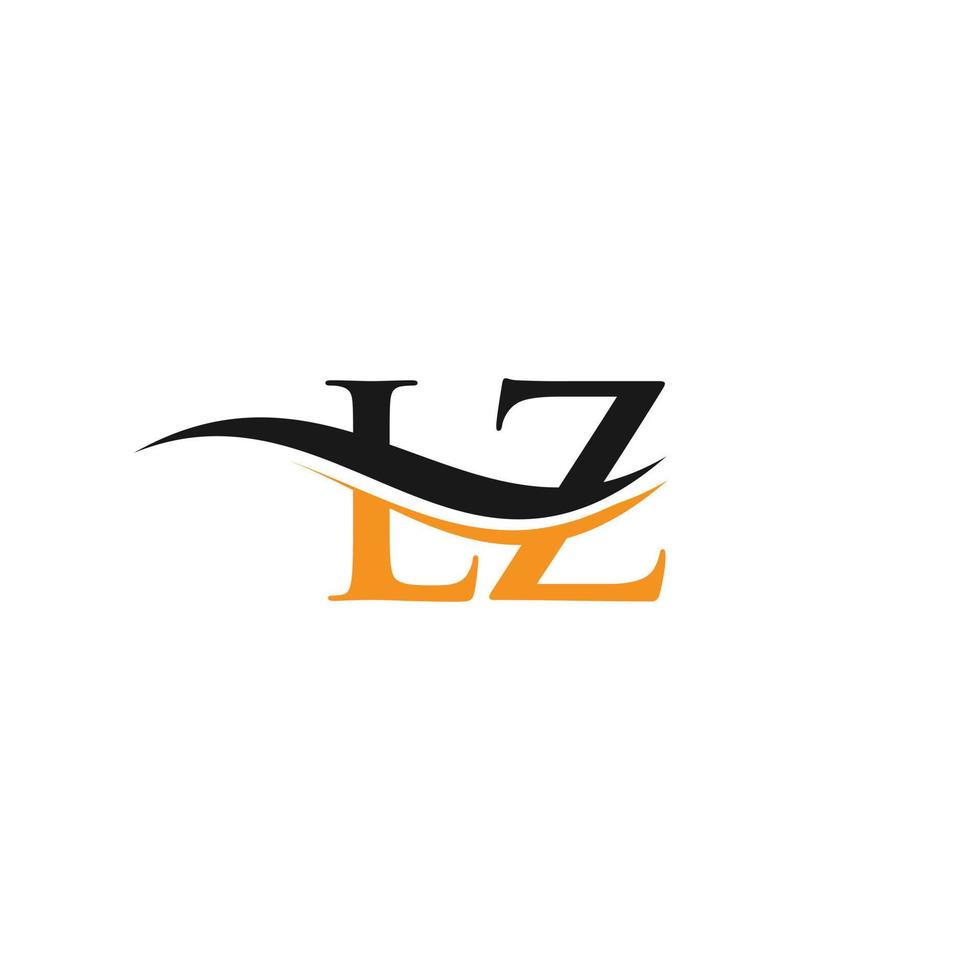 vetor de design de logotipo lz. design de logotipo de letra swoosh lz