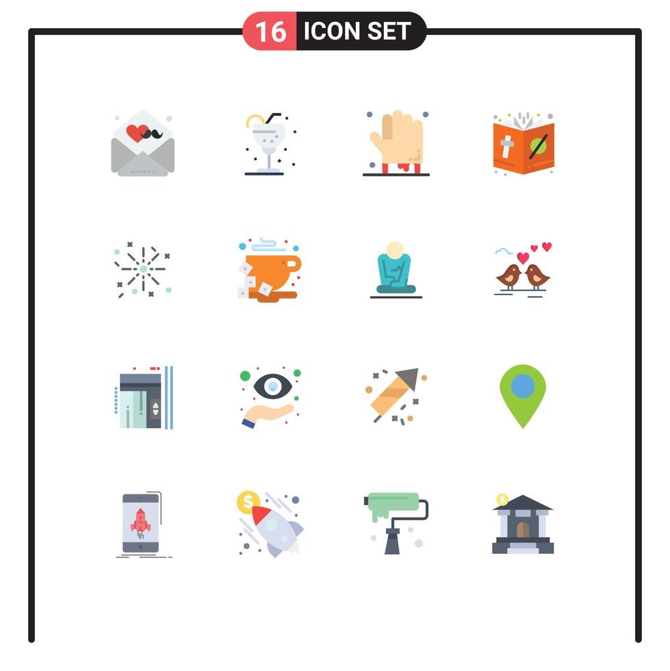 16 ícones criativos sinais modernos e símbolos da religião livro de palha de cristo assustador pacote editável de elementos de design de vetores criativos