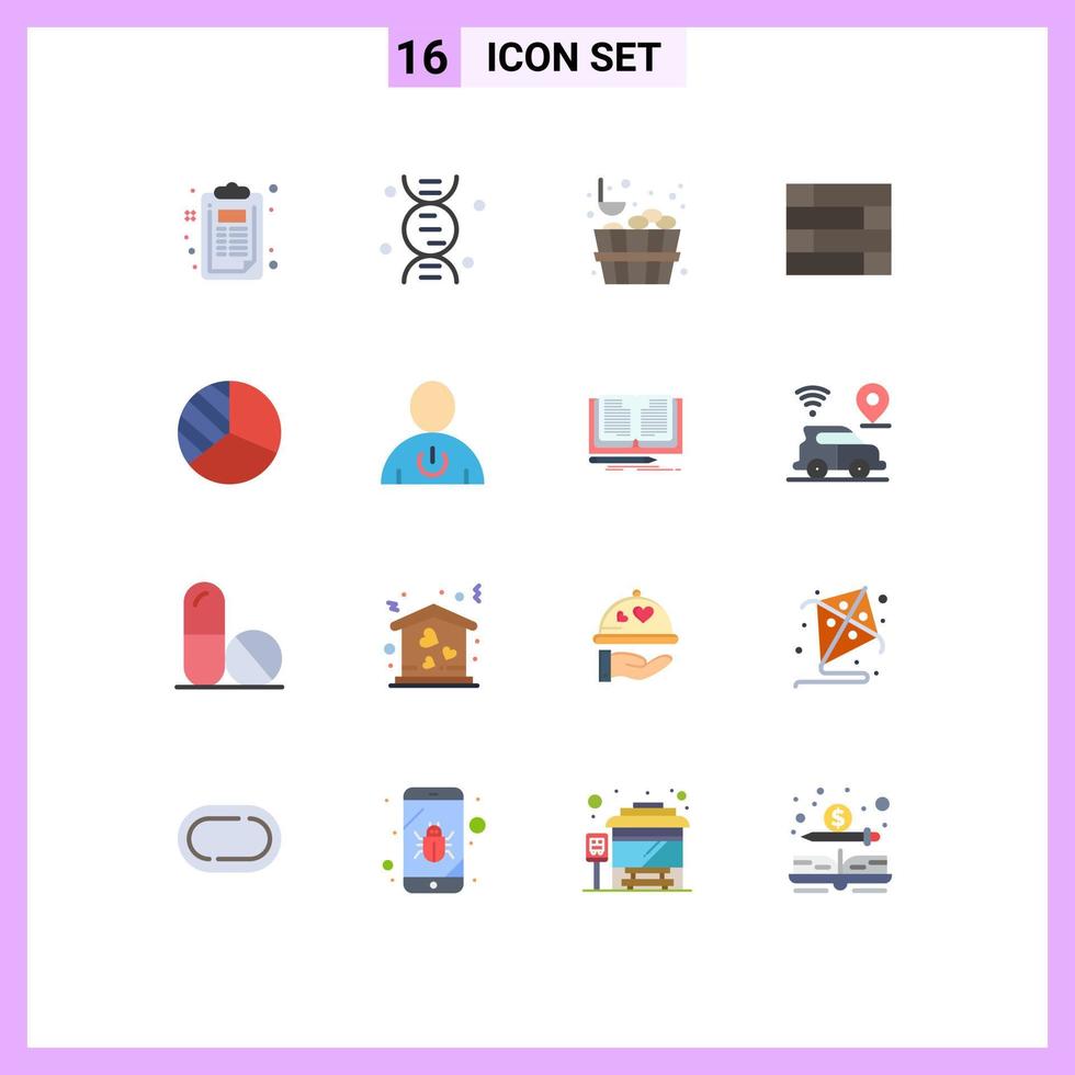 conjunto de 16 símbolos de símbolos de ícones de interface do usuário modernos para pacote editável de parede de gráfico de sauna de torta de corpo de elementos de design de vetores criativos