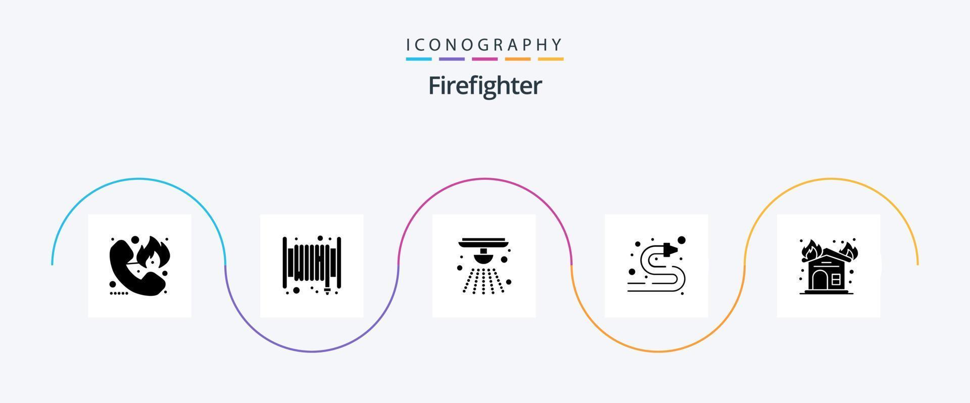 pacote de ícones de glifo de bombeiro 5, incluindo fogo. agua