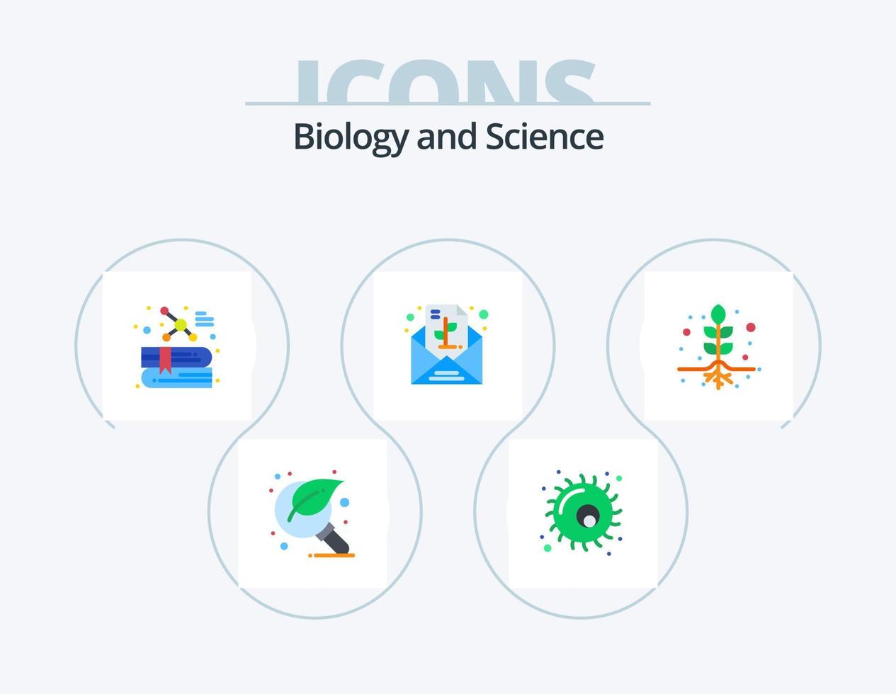 design de ícones do pacote de ícones planos de biologia 5. plantar. papel. plantar. Nota. molécula vetor