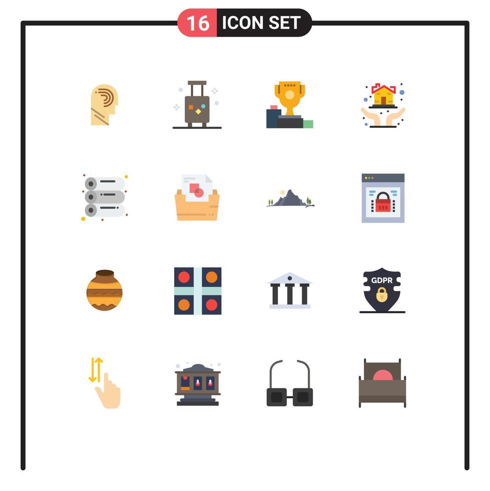 conjunto de 16 sinais de símbolos de ícones de interface do usuário modernos para pacote editável de campeão de cálice de verão de mão de casa de elementos de design de vetores criativos