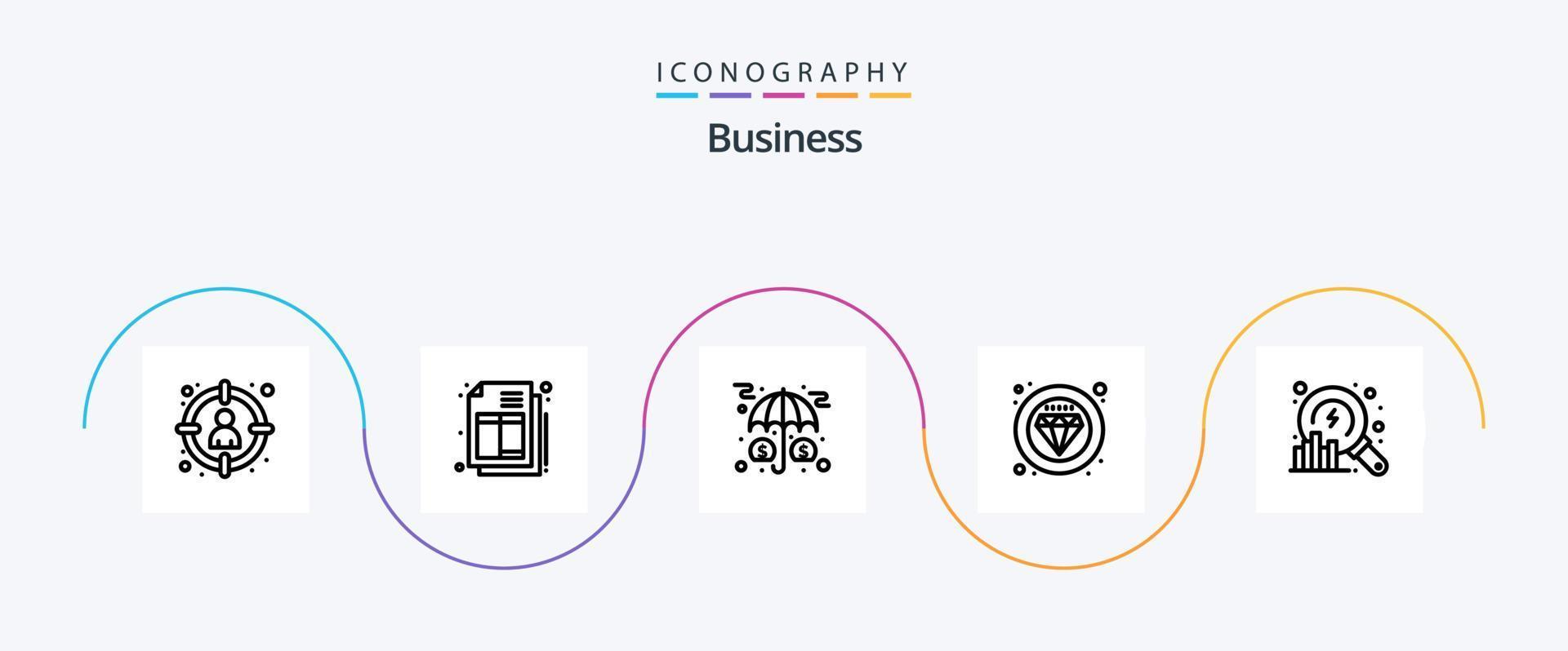 pacote de ícones da linha de negócios 5, incluindo análise. qualidade. ativos. Prêmio. proteção vetor