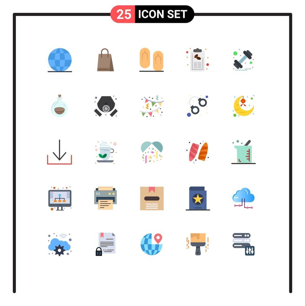 pacote de interface do usuário de 25 cores planas básicas da lista de fracassos do menu de ginástica elementos de design de vetores editáveis de café
