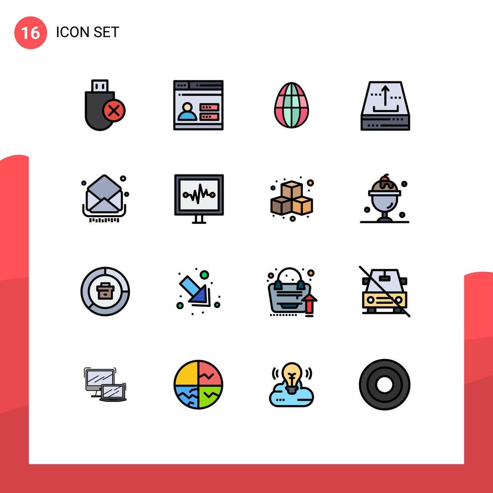 16 ícones criativos sinais e símbolos modernos do arquivo de arquivo de segurança do escritório de correio elementos de design de vetores criativos editáveis