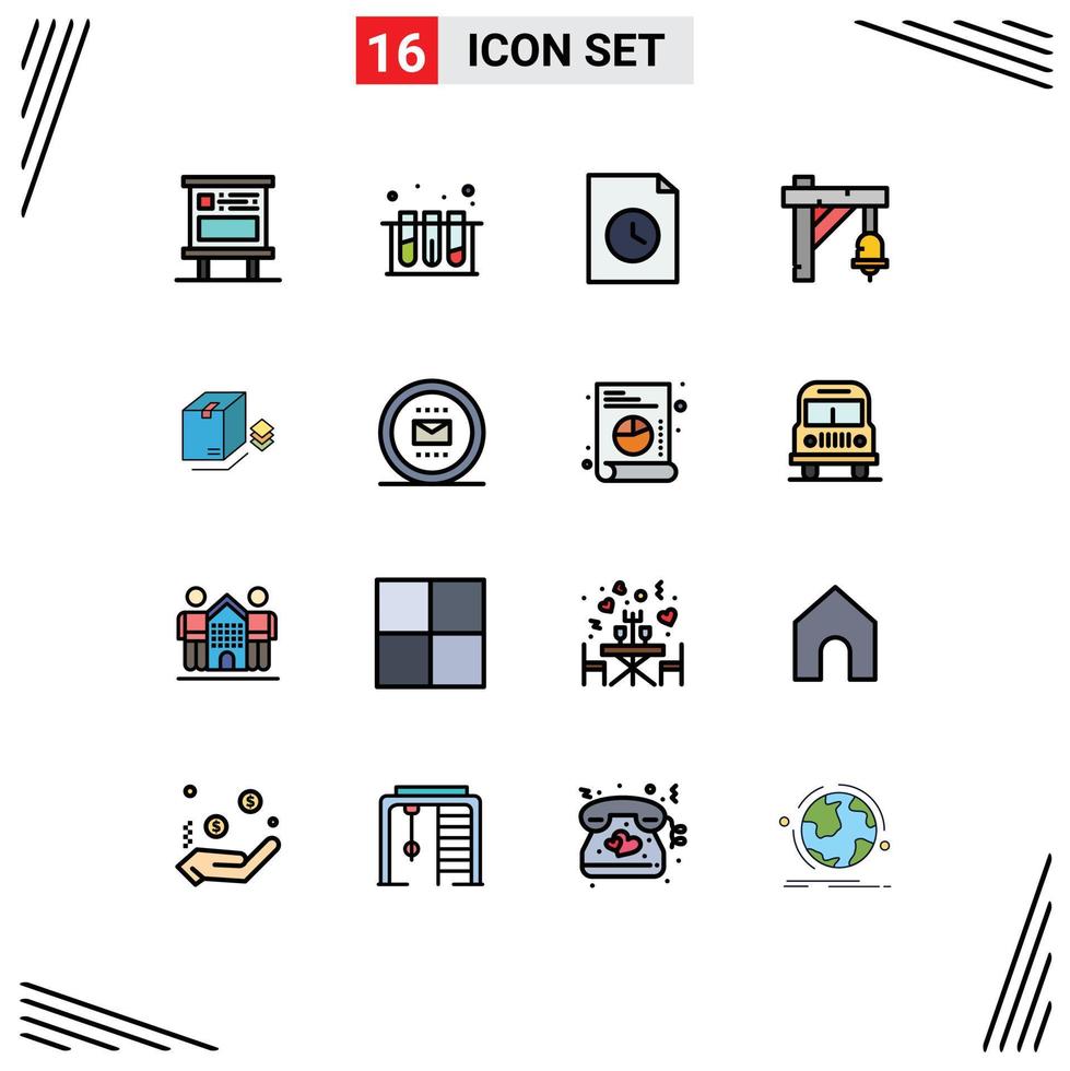 conjunto de 16 sinais de símbolos de ícones de interface do usuário modernos para surpresa transporte banheira trem sino elementos de design de vetores criativos editáveis