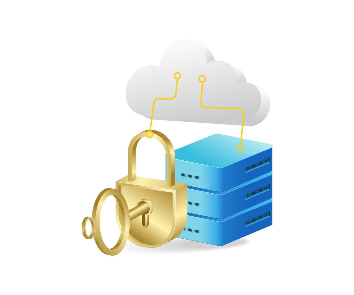 conceito 3d plano ilustração isométrica segurança de big data de alta tecnologia vetor