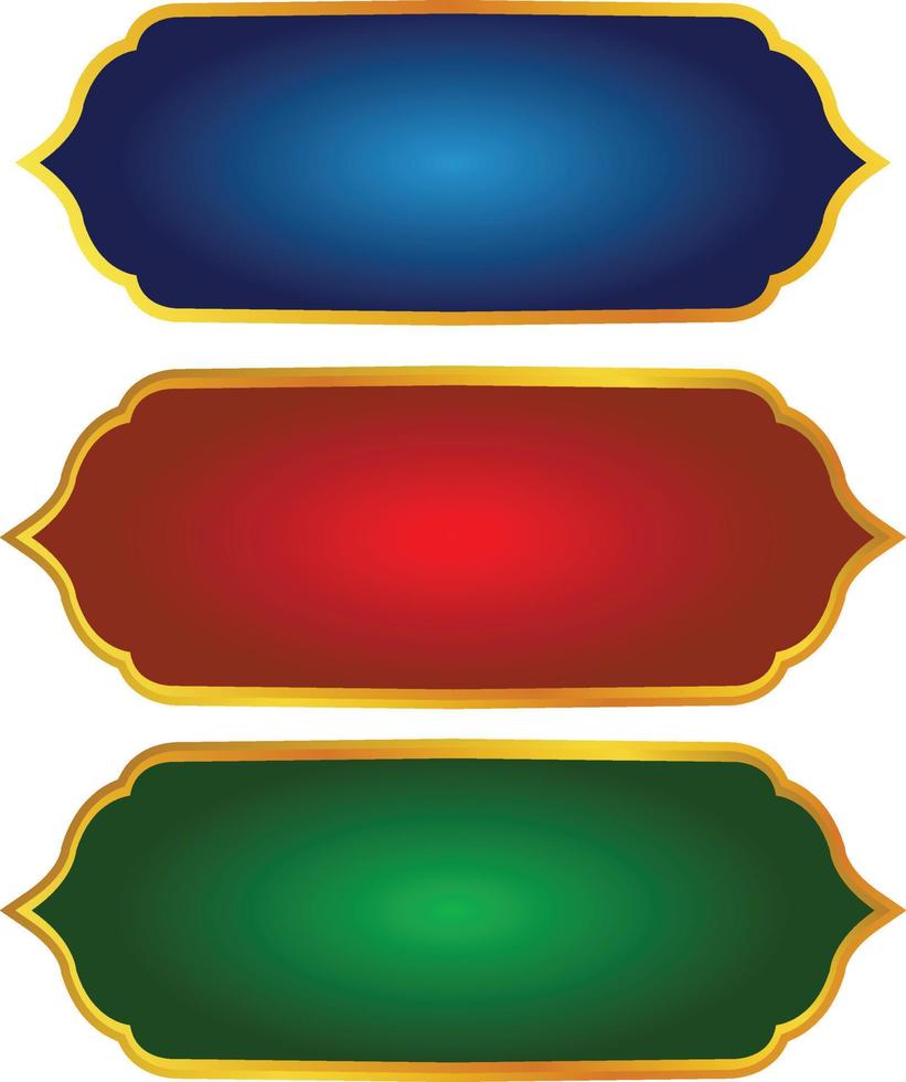 conjunto de moldura de título de banner islâmico árabe dourado de luxo png fundo transparente caixa de texto ouro imagens de design de vetor