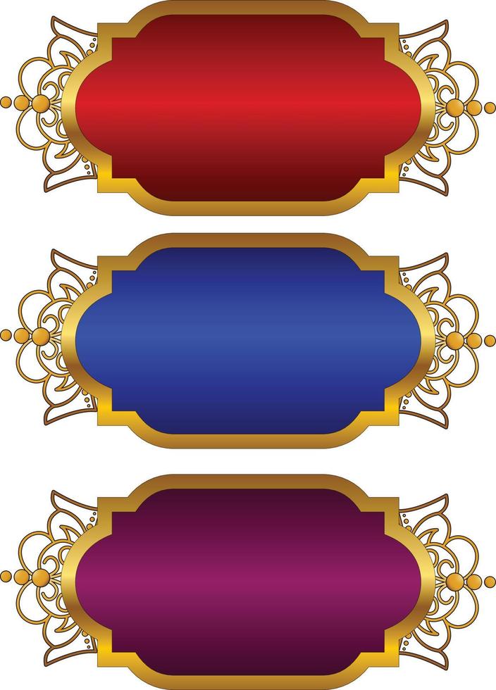 conjunto de moldura de título de banner islâmico árabe dourado de luxo png fundo transparente caixa de texto ouro imagens de design de vetor