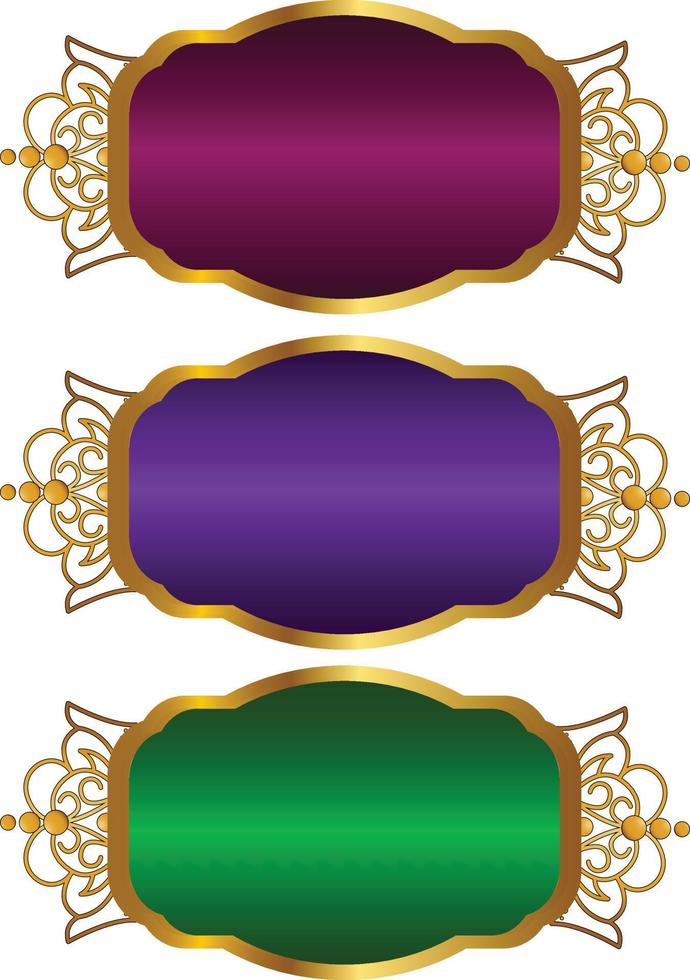 conjunto de moldura de título de banner islâmico árabe dourado de luxo png fundo transparente caixa de texto ouro imagens de design de vetor