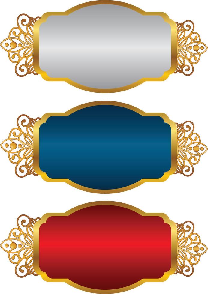 conjunto de moldura de título de banner islâmico árabe dourado de luxo png fundo transparente caixa de texto ouro imagens de design de vetor