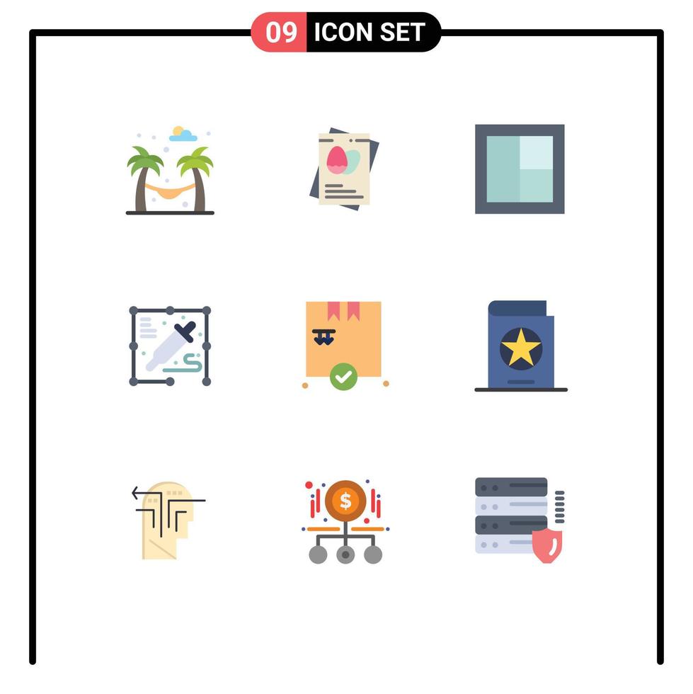 Pacote de cores planas de 9 interfaces de usuário de sinais e símbolos modernos do processo de seleção de móveis de compras, escolha elementos de design de vetores editáveis de cores