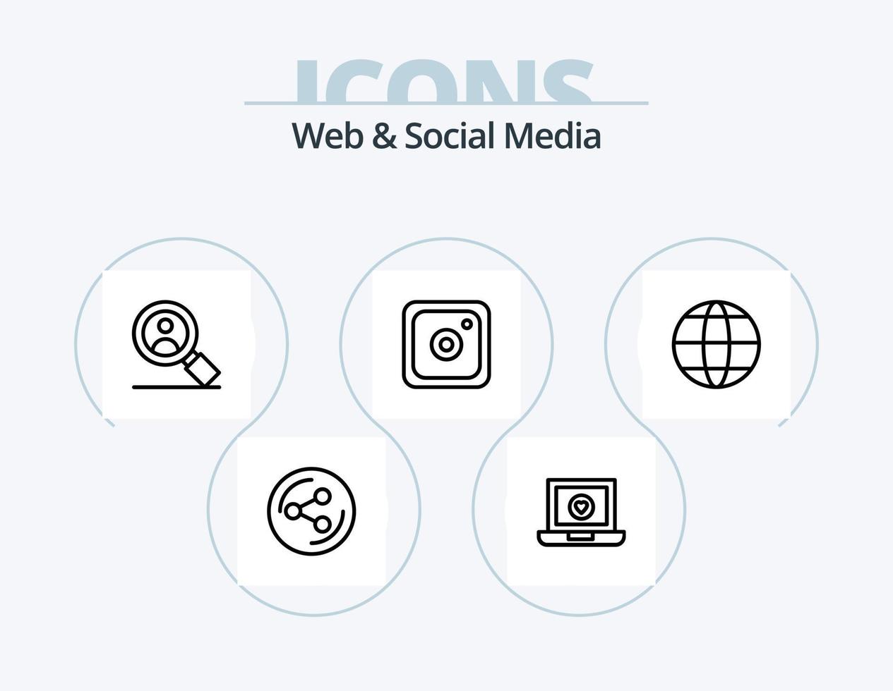 design de ícone do pacote de 5 ícones de linha de mídia social e web. . flecha. globo. Envio. cartão SIM vetor