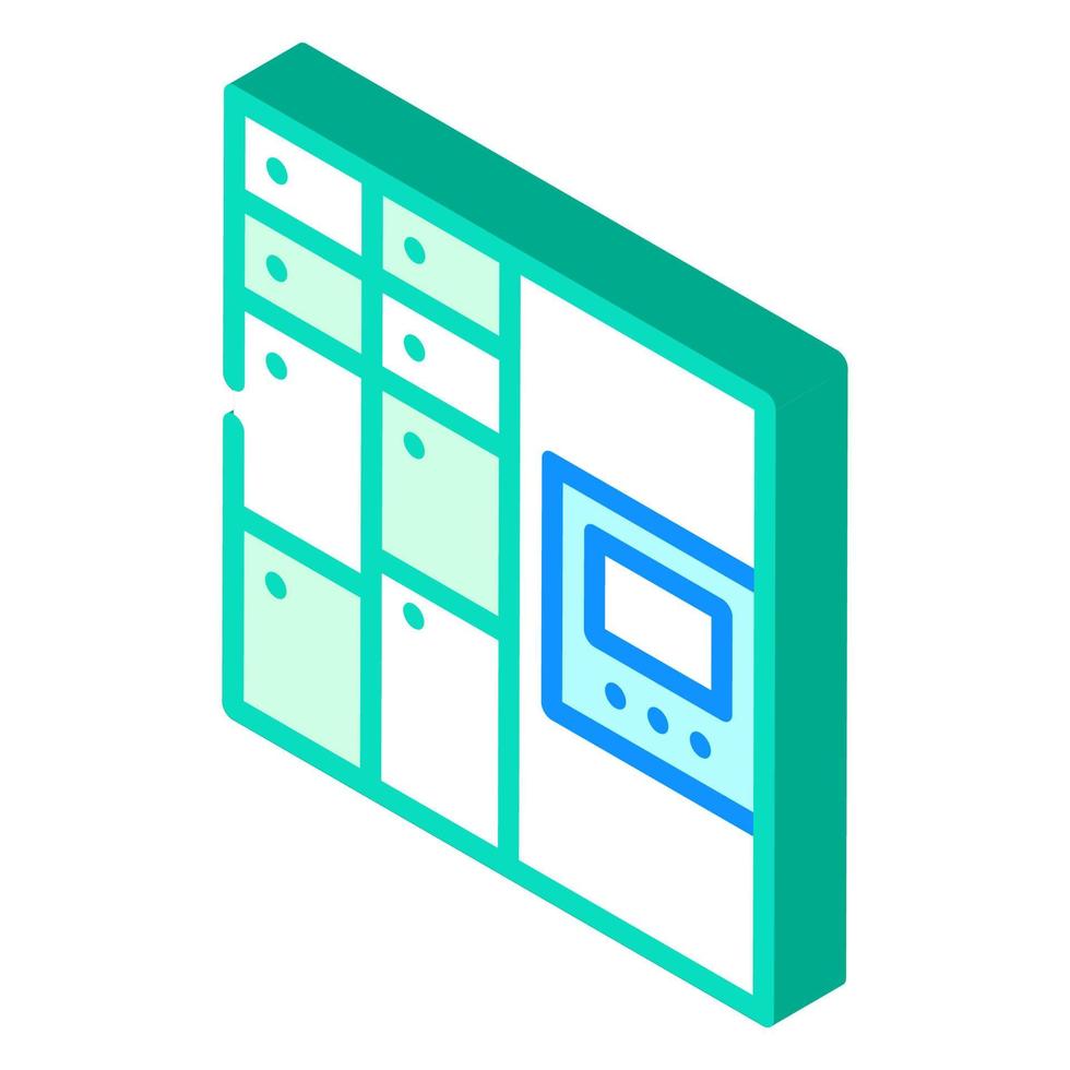 correio de autoatendimento ou sistema logístico inteligente ou ilustração vetorial de ícone isométrico de bloqueio digital vetor
