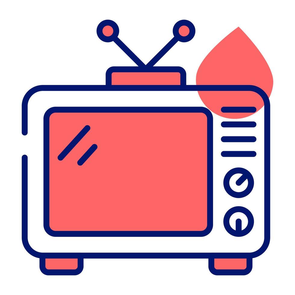 um ícone da televisão retrô, tv vintage em estilo editável vetor