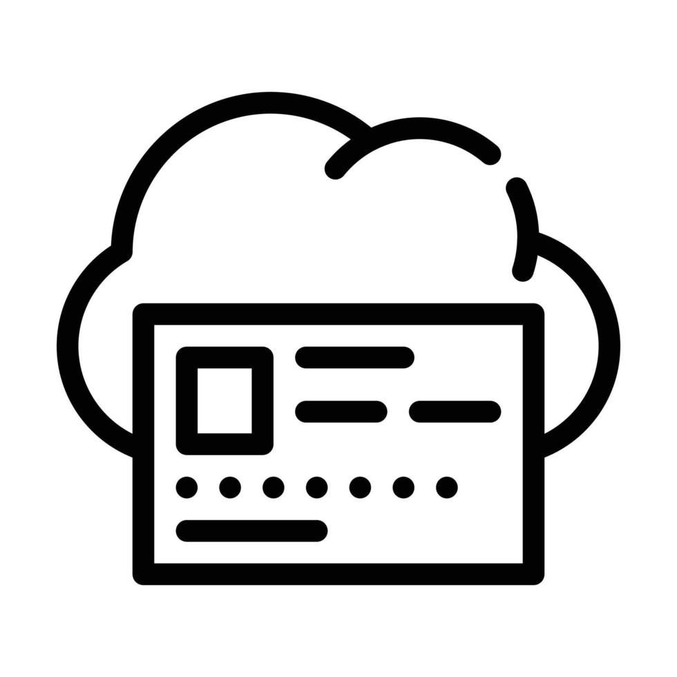 ilustração em vetor ícone de linha de armazenamento em nuvem de informações de conta de perfil
