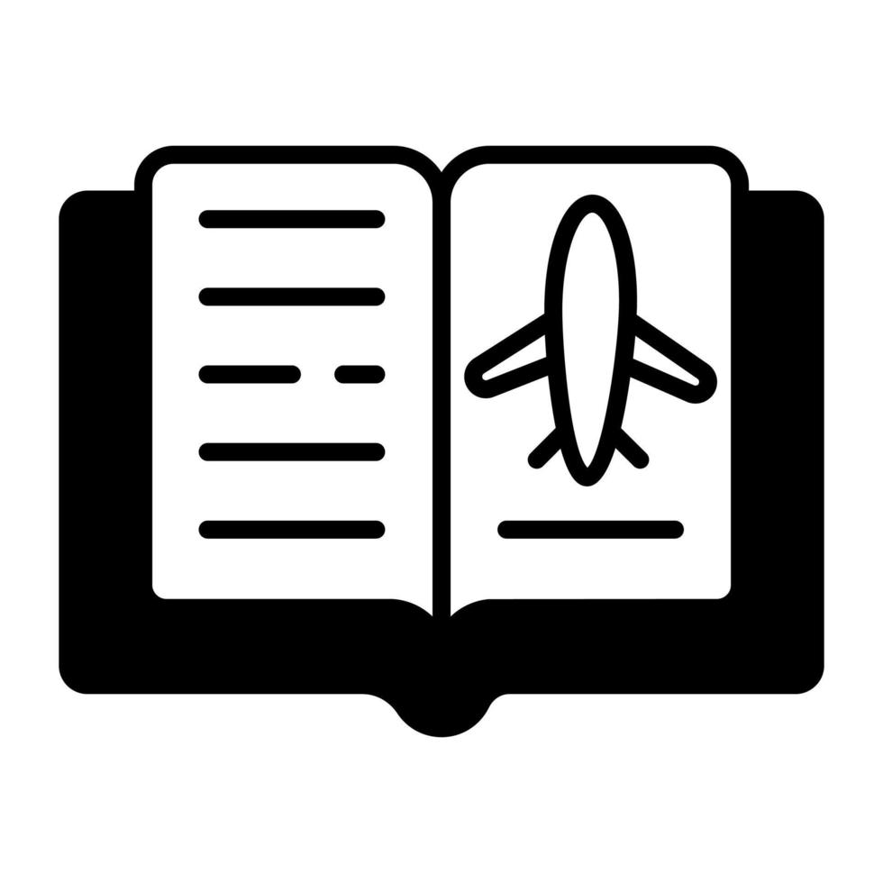 avião no ícone do livro mostrando o conceito de regras de aviação vetor