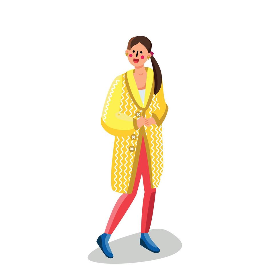 mulher vestindo cardigã de malha ilustração vetorial vetor