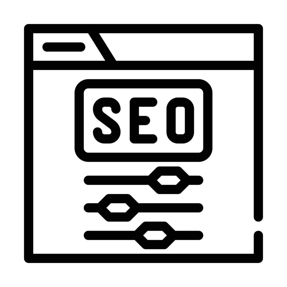 ícone de linha de configurações de seo vector ilustração preta