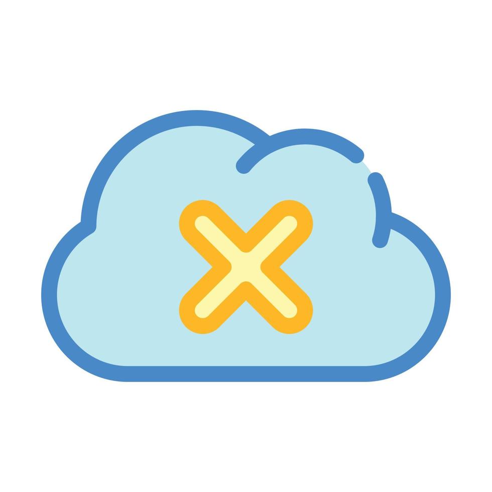 ilustração vetorial de ícone de cor de armazenamento em nuvem de acesso com falha vetor