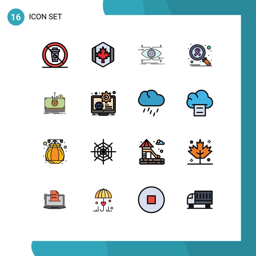 pacote de ícones vetoriais de estoque de 16 sinais e símbolos de linha para pesquisa infectar foco de visão de folha elementos de design de vetores criativos editáveis