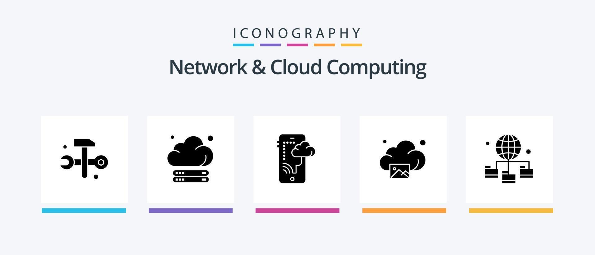 pacote de ícones de glyph 5 de rede e computação em nuvem, incluindo conexão. tecnologia. nuvem. imagem. nuvem. design de ícones criativos vetor