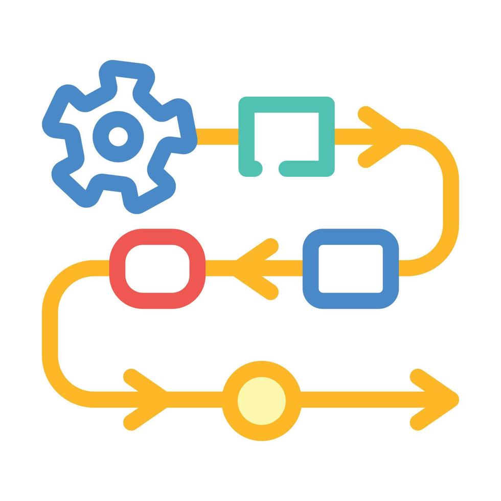 estágios de produção na ilustração em vetor ícone de cores da empresa